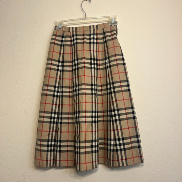 Burberry Skirt Pleated Lined Wool Classic Vintage Nova Check - Picture 2 of 4